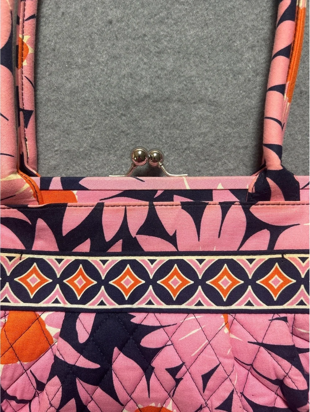 Vera Bradley Quilted Floral Pink and Orange Handbag